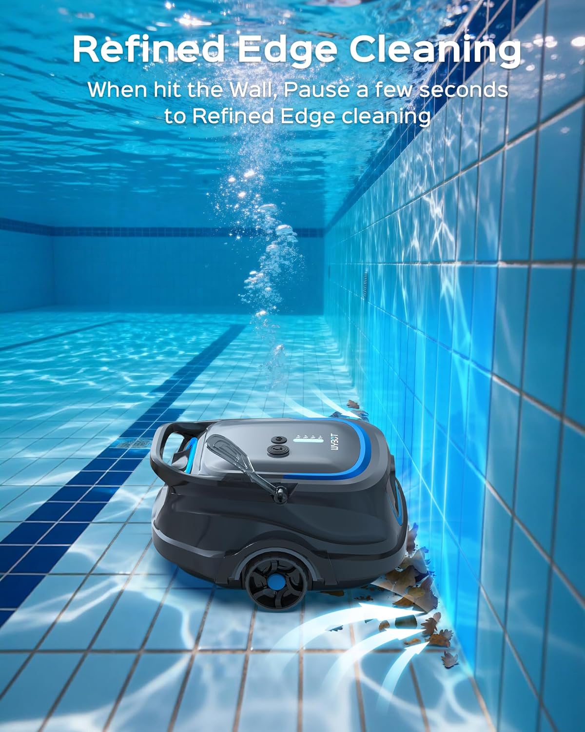 (2026 Upgraded) WYBOT A1 Cordless Robotic Pool Cleaner, Automatic Pool Vacuum for Above Ground with 120 Mins, Double Filters, LED Indicator, Charge in 2.5H, 4 Cleaning Modes (Deep Grey)