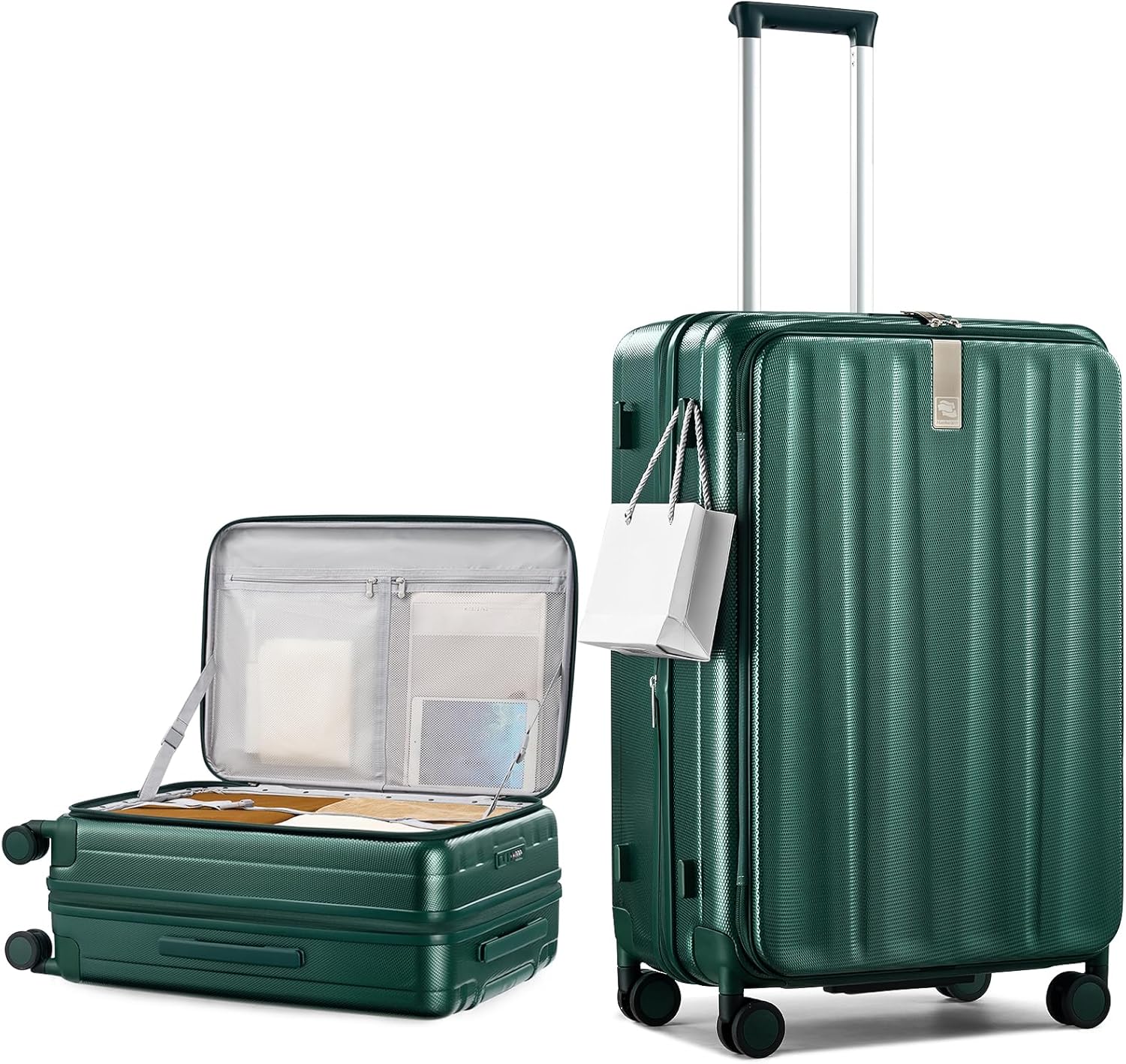 Hanke 26 Inch Expandable Luggage Top Opening Checked Bag Luggage Hard Shell Suitcases with Wheels Lightweight Travel Luggage Heavy Duty Luggage Suitcase with Lock for Woman Men-Blackish Green