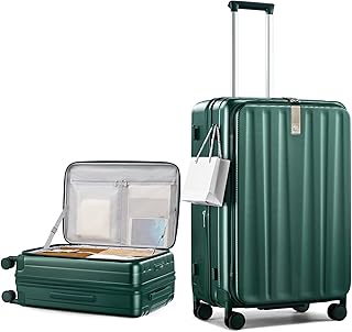 26 Inch Expandable Luggage Top Opening Checked Bag Luggage Hard Shell Suitcases with Wheels Lightweight Travel Luggage Heavy Duty Luggage Suitcase with Lock for Woman Men-Blackish Green