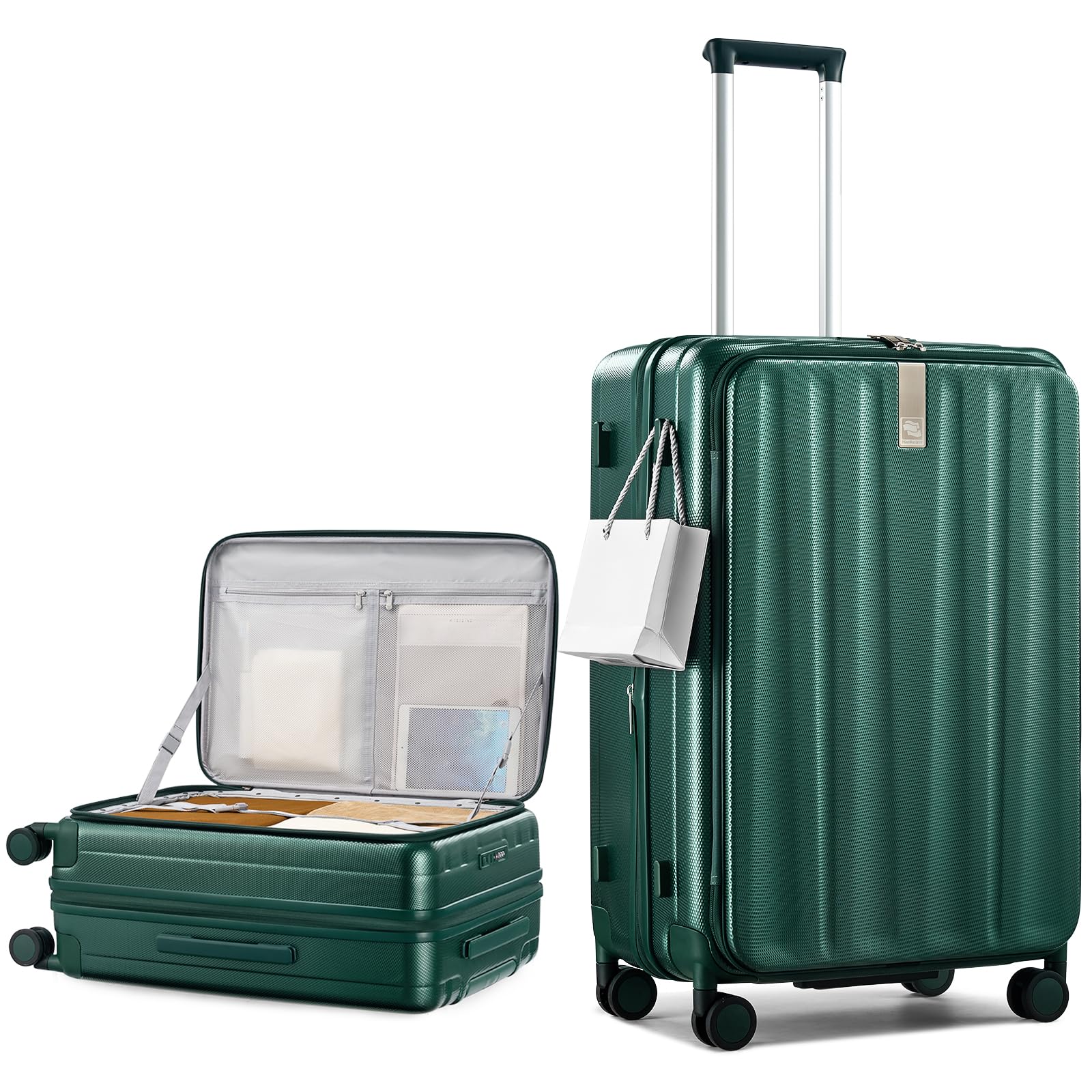 Photo 1 of Hanke 26 Inch Expandable Luggage Top Opening Checked Bag Luggage Hard Shell Suitcases with Wheels Lightweight Travel Luggage Heavy Duty Luggage Suitcase with Lock for Woman Men-Blackish Green