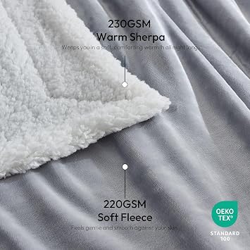 NANPIPER Sherpa Blanket Twin Thick Warm Blankets for Winter Bed Super Soft Fuzzy Flannel Fleece/Wool Like Reversible Velvet Plush Fabric(Light Grey Twin Size 60x80)
