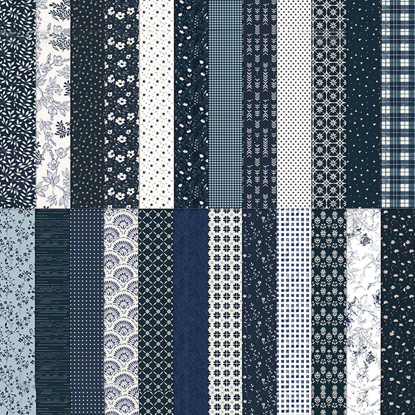 MerwDeeyt 24 Sheets Dark Blue Scrapbook Paper 30.5x30.5cm Double-Sided Decoupage Papers Floral Scrapbooking Paper Patterned Decorative Papers for Journaling Supplies Wrap Decoration
