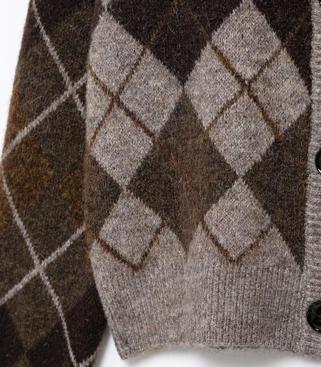 Women 2025 Fall Cropped Cardigan Sweater Long Sleeve Plaid Chunky Knit Cardigan Button Down Winter Fashion Clothes Brown Medium - Image 5