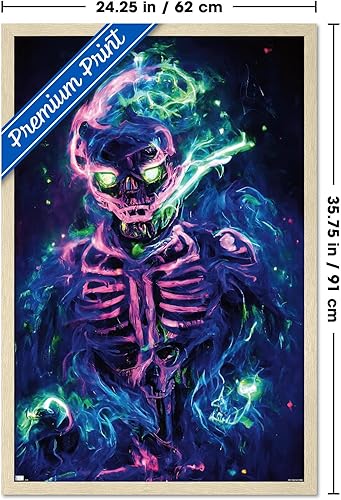 Miniatura 7 de Trends International Wumples - Póster de pared de esqueleto neón, 22.4 pulgadas de largo x 14.7 pulgadas, versión premium sin marco