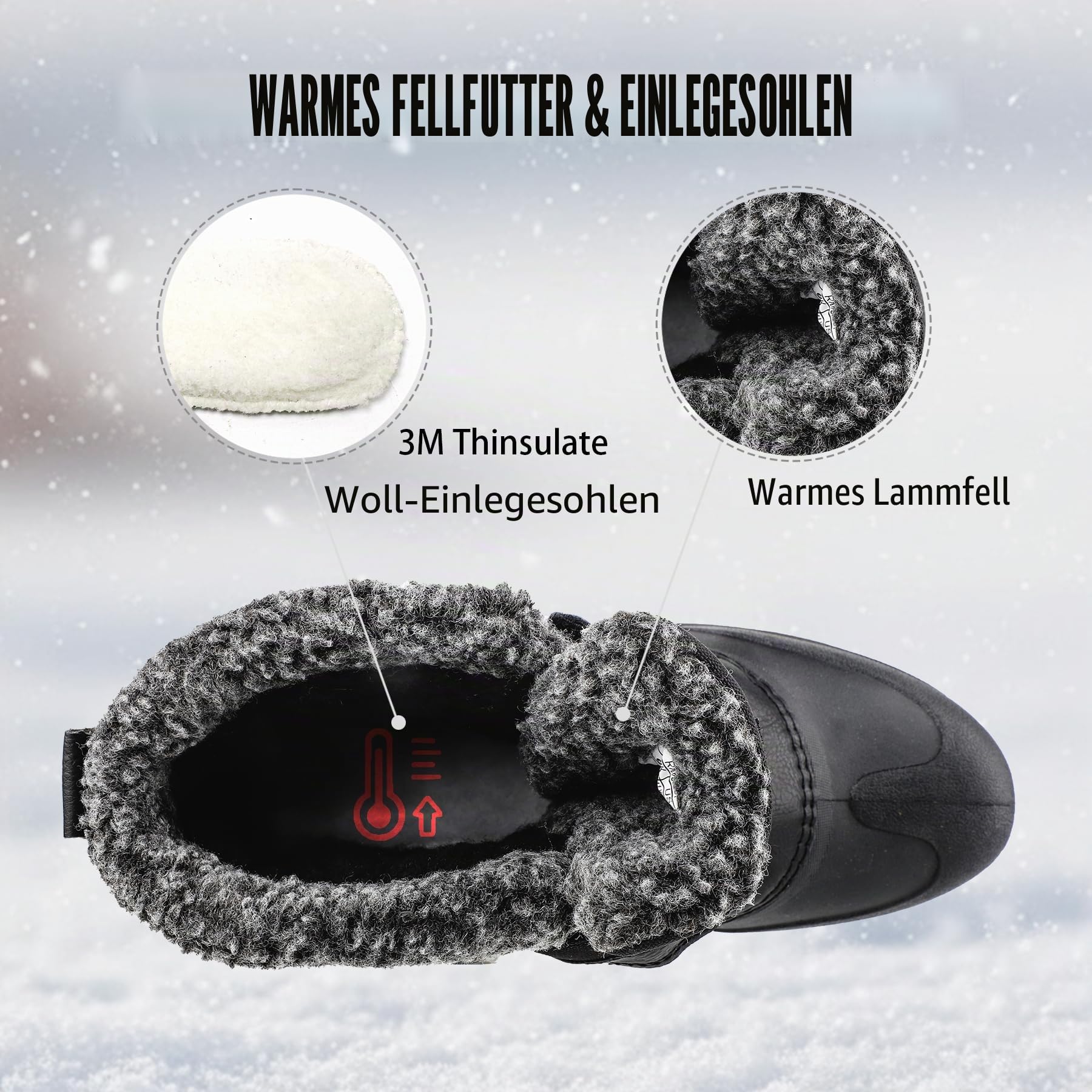 riemot Winterstiefel & Schneestiefel für Damen und Herren – Wasserdicht, Gefüttert und Warm, Rutschfest, Slip-on mit Klettverschluss, Ideal für Trekking, Outdoor und Alltag, Größen 37-47