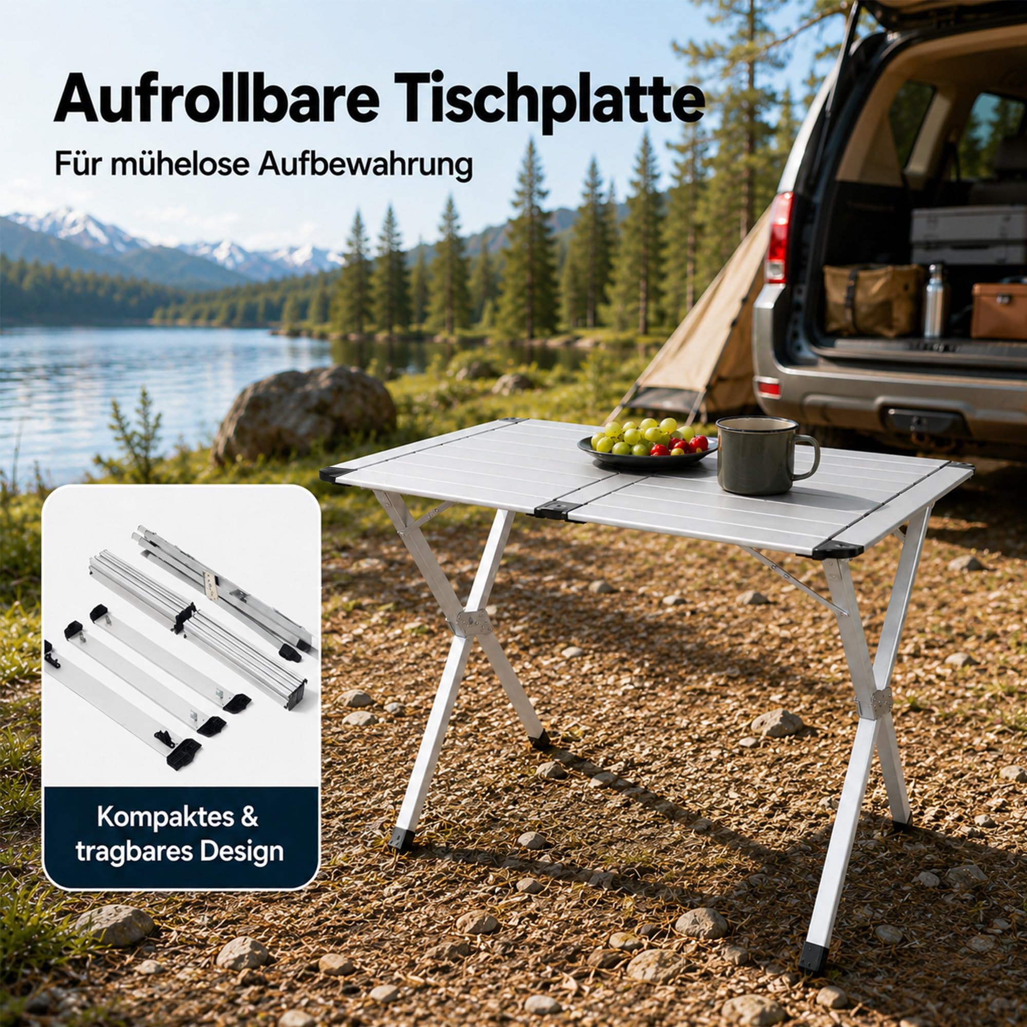 High Peak Campingtisch klappbar, 110x72cm Aluminium Picknicktisch Outdoor