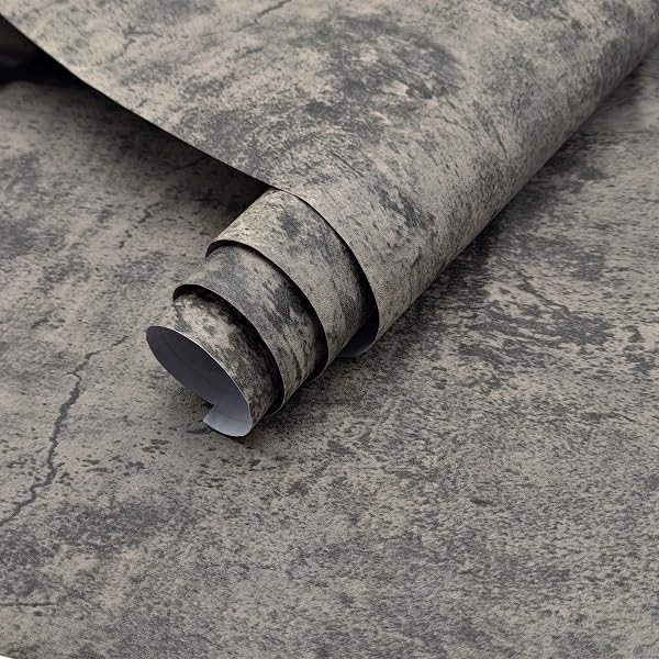 3yecao Thick Faux Light Brown Grey Concrete Wallpaper for Bedroom