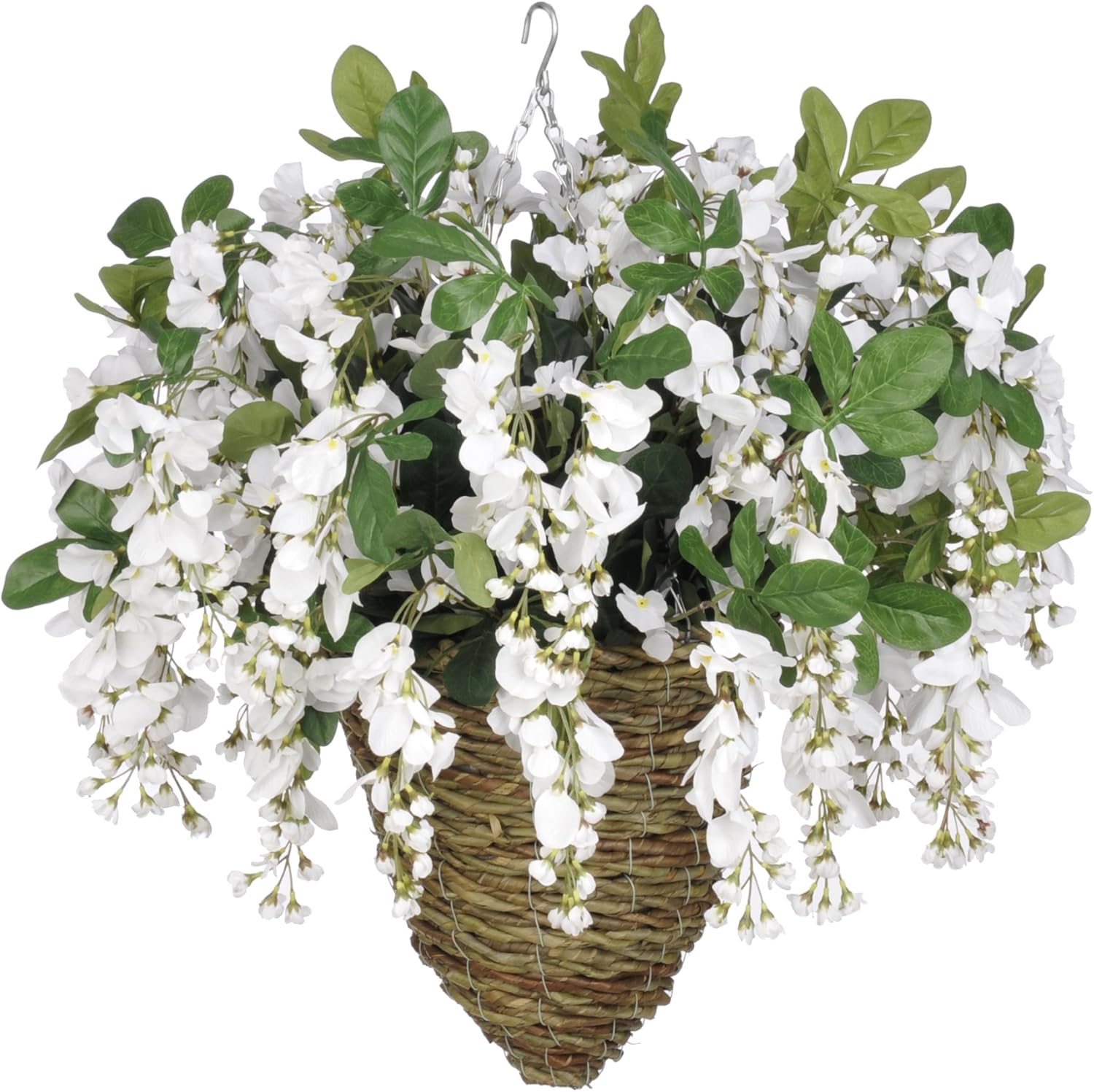 House of Silk Flowers Artificial White Wisteria in Beehive