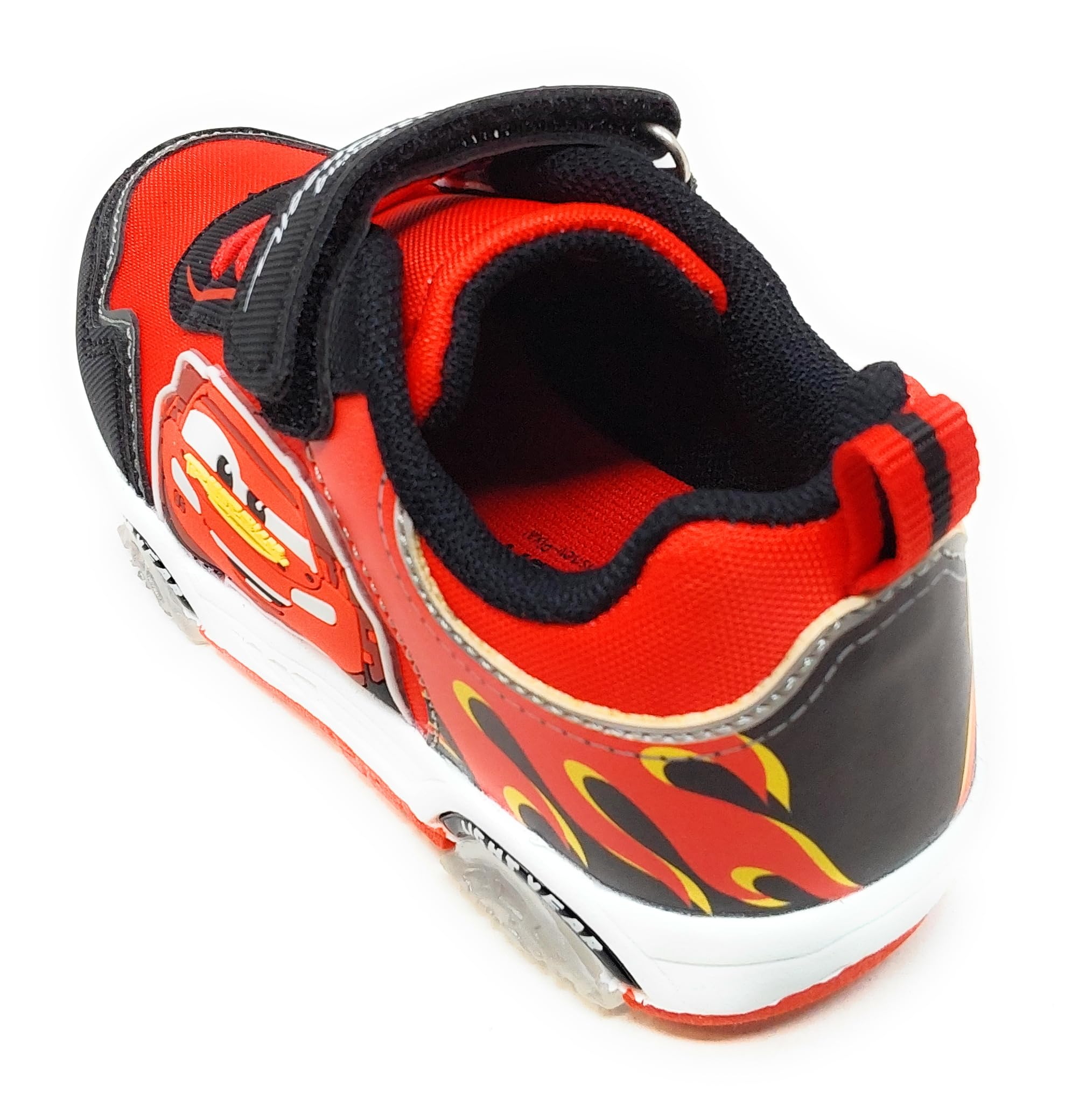 Scarpe Sport Cars D5010223T per Bambini,a Strappo,Nero e Rosso,Luci Integrate nell'intersuola e Lato Sneaker