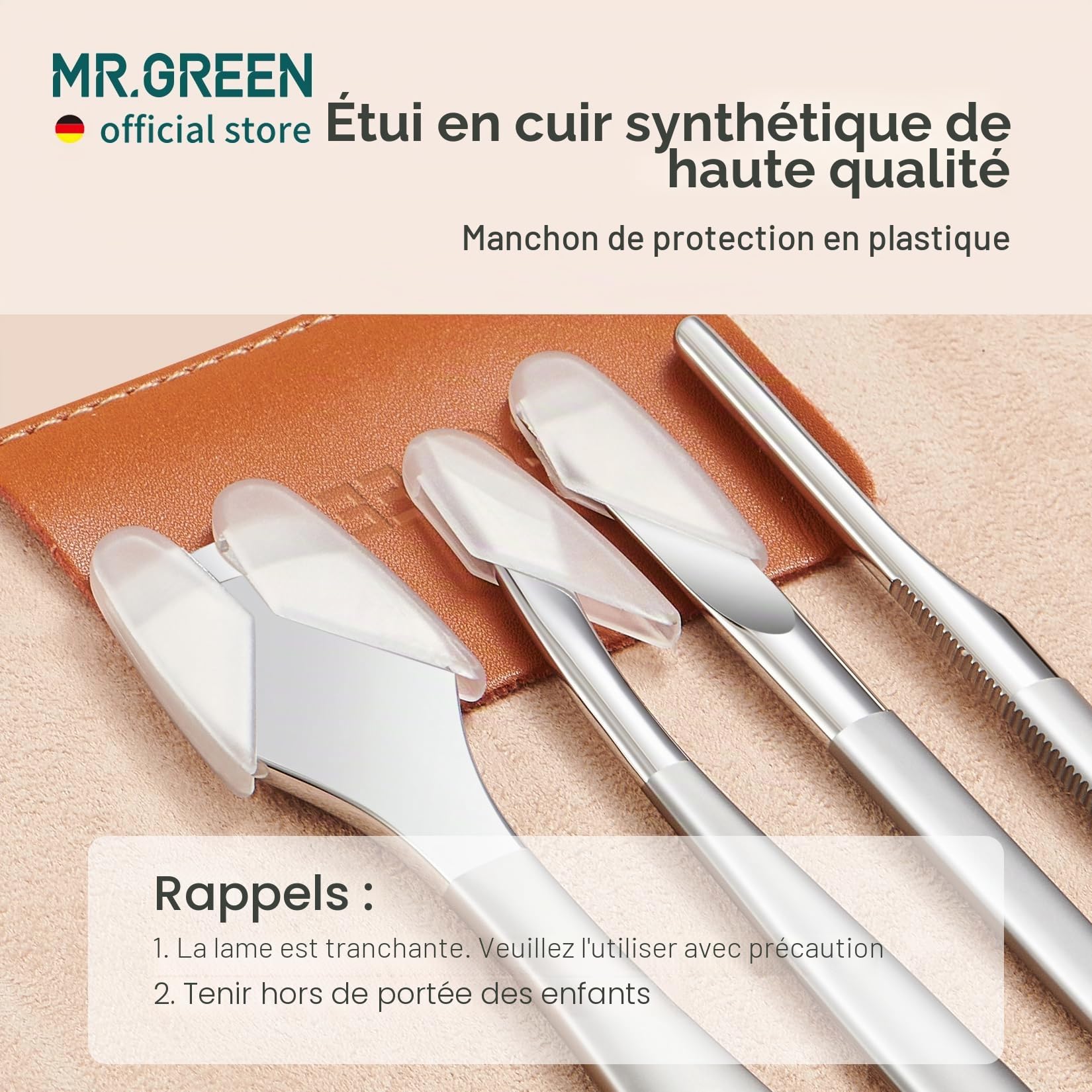 MR.GREEN Ensemble de couteaux de pédicure professionnels pour ongles incarnés, outils de soins des pieds, pinces à cuticules en acier inoxydable (8 pièces)
