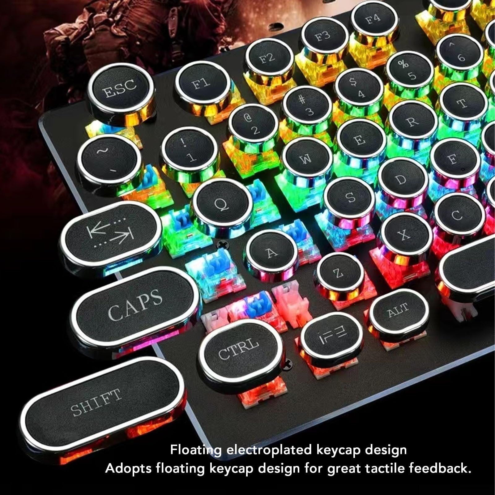 Mechaniczna Klawiatura do Gier ze 104 Klawiszami RGB, Podświetlana Przewodowa Klawiatura USB z Niebieskim Przełącznikiem, Klawiatura Komputerowa do Komputera Stacjonarnego (BLACK)