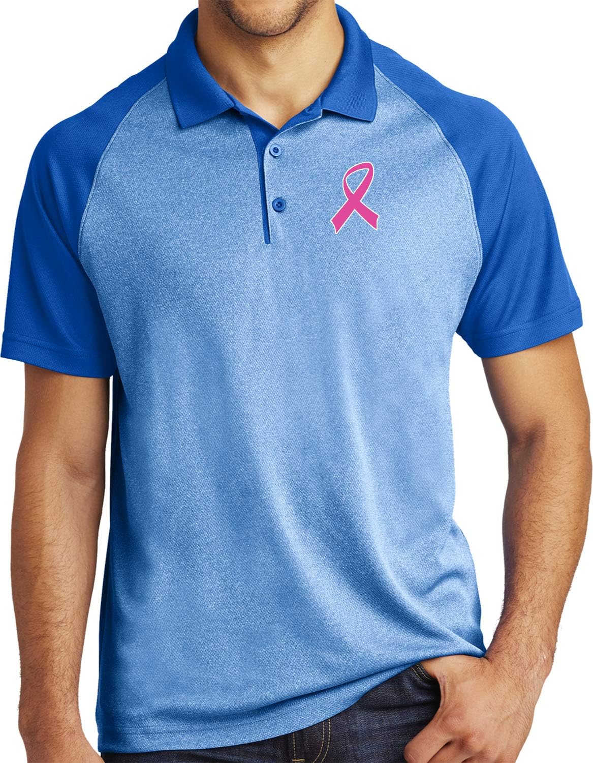 Buy Cool Shirts Breast Cancer Raglan Polo Pink Ribbon Pocket Print
