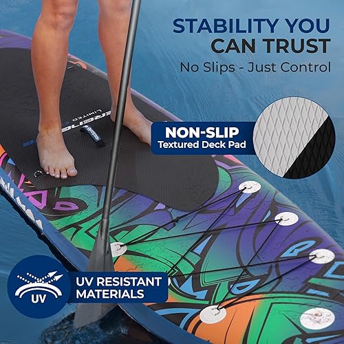Miniatura 4 de SereneLife Inflatable Stand Up Paddle Board (6 Inches Thick) with Premium SUP Accessories & Carry Bag  Wide Stance, Bottom Fin for Paddling, Surf