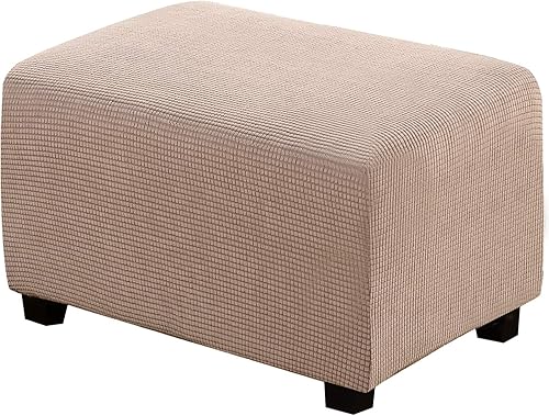 Vista 296 de H.VERSAILTEX Funda otomana elástica, funda otomana redonda, cubierta de almacenamiento otomana, funda protectora de muebles para reposapiés, ajuste