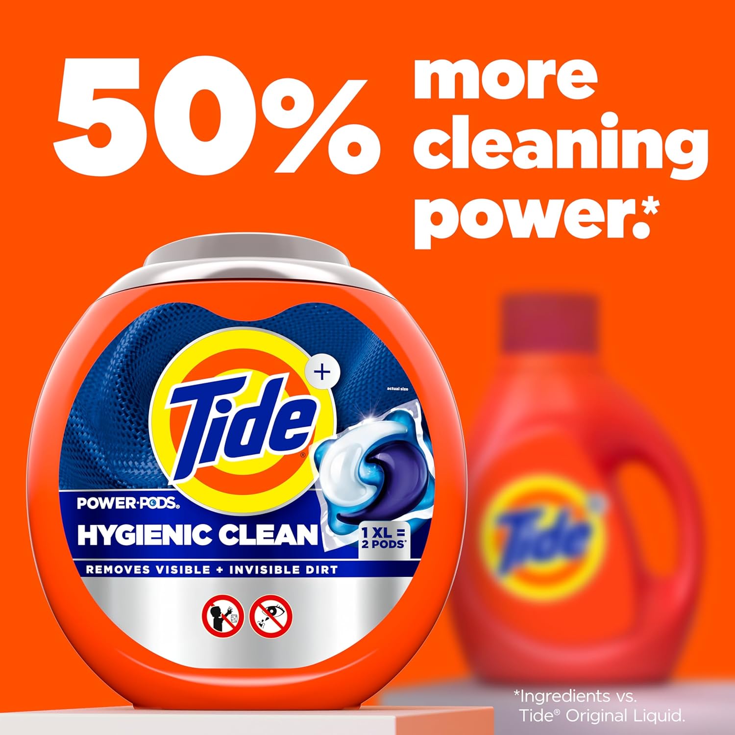Tide Hygienic Clean Power PODS Laundry Detergent Pacs, Original Scent, 63 Count, Removes Visible and Invisible Dirt - Image 7