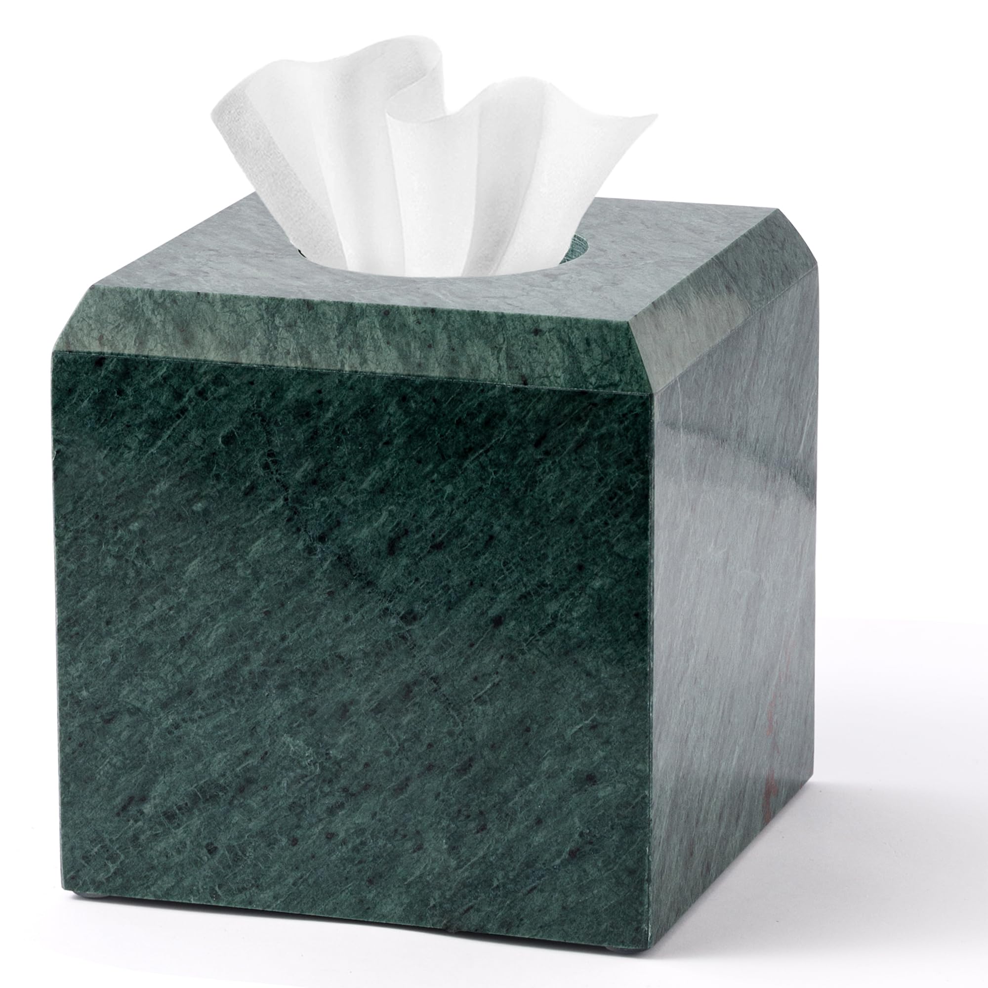 Marble Tissue Box Cover Italy Natural Heavy Duty Square Facial Toilet Paper Holder for Bathroom Living Room Bedroom Dresser Vanity Kitchen Minimalistic Office for Home Decor Green (WH118)