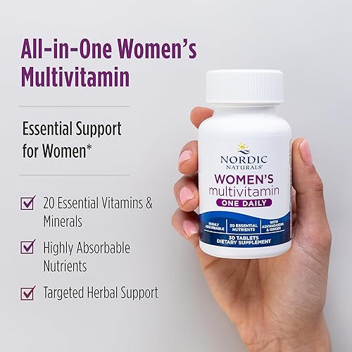 Miniatura 7 de Nordic Naturals Womens Multivitamin One Daily, Unflavored - 30 Tablets - Support for Healthy Skin, Hair, Bones, Energy &amp; Immunity - Non-GMO - 30