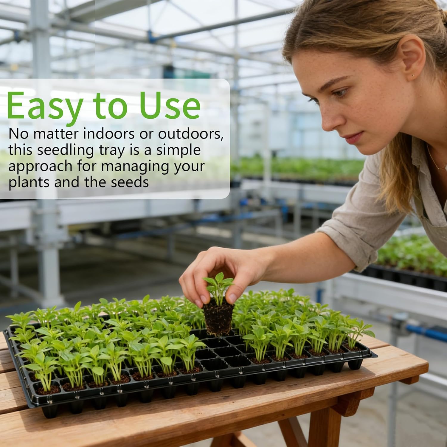 bvya 10 Pack Deep 105 Cell Seedling Trays, Thick Durable 105 Cell Plug Tray Big Cell Seed Trays for for Seedling Germination