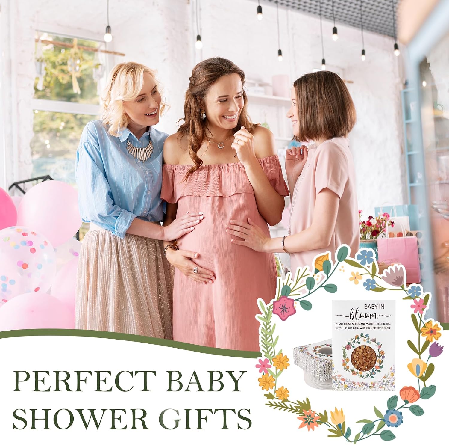 HCEWSBFD 100Pack Baby in Bloom Seed Packet Favors Baby Shower Party Favors for Guests Organizer Storage Bags Wildflowers Envelopes Kraft Bag Seed Packets with Window Reveal Party Gifts (No Seeds)