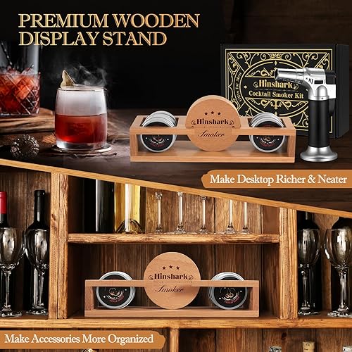 Miniatura 2 de Regalos para el día de San Valentín para él, kit de ahumador de cóctel con antorcha y soporte, 4 fichas de madera para ahumador, regalo de San