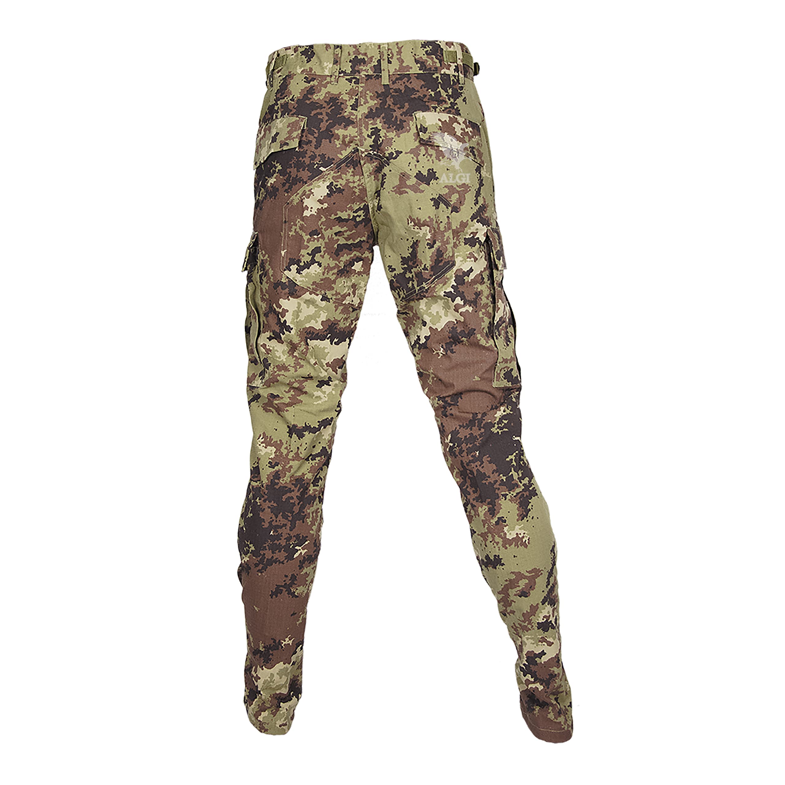 ALGI Pantaloni Militare da Combattimento Ripstop di Polyfilo Vegetato Mimetico