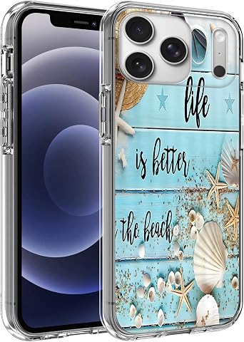 Compatible for iPhone 17 Pro Max Case - Beach Teal Rustic Protective with Unique Design for Women Girls Shockproof Cover Clear Case