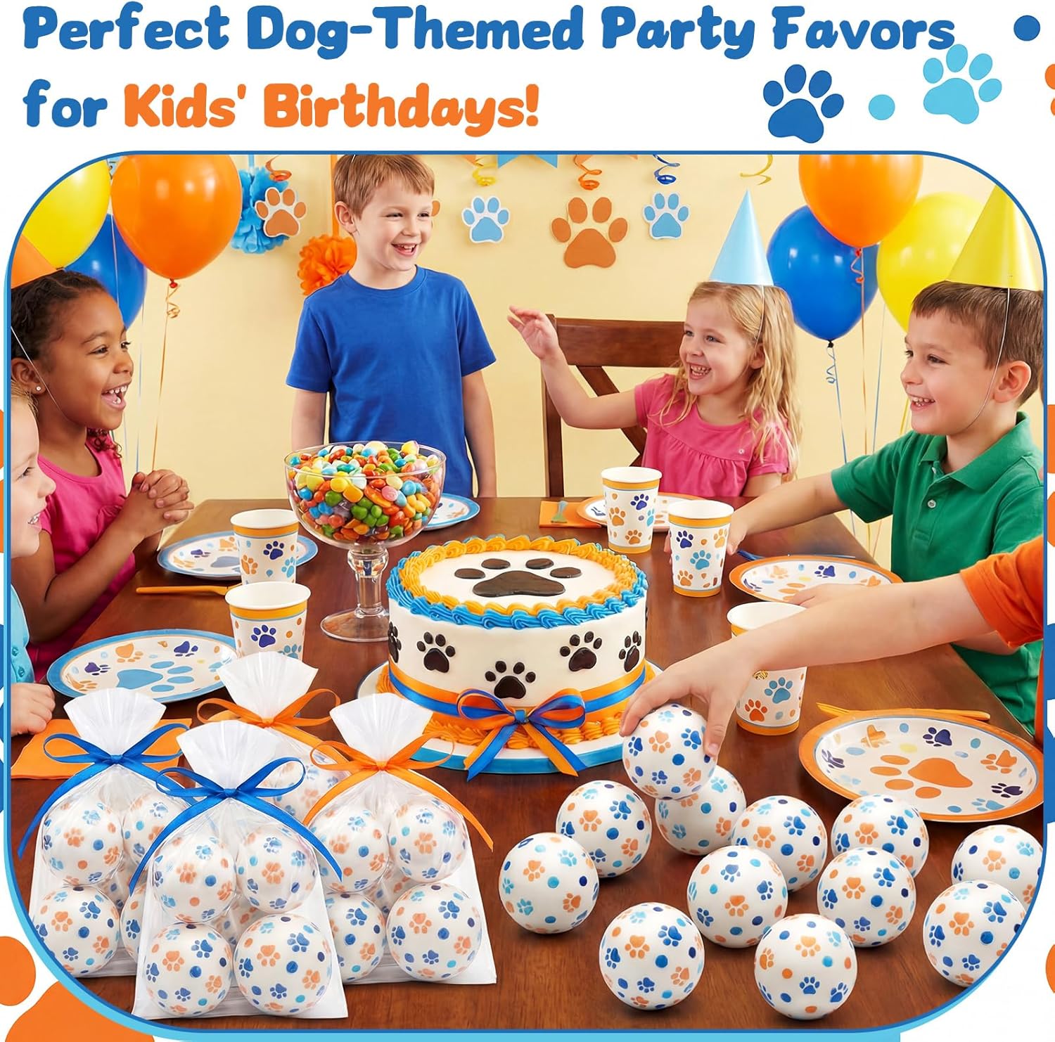 Capoda 24 Pieces Dog Paw Party Favors - Bulk 1.57 Inch Paw Print Stress Balls, Squeeze Sensory Toys for Farm Animal Birthday Party Favors Goodie Bags Stuffers Office Anxiety Fidget Touch Gifts