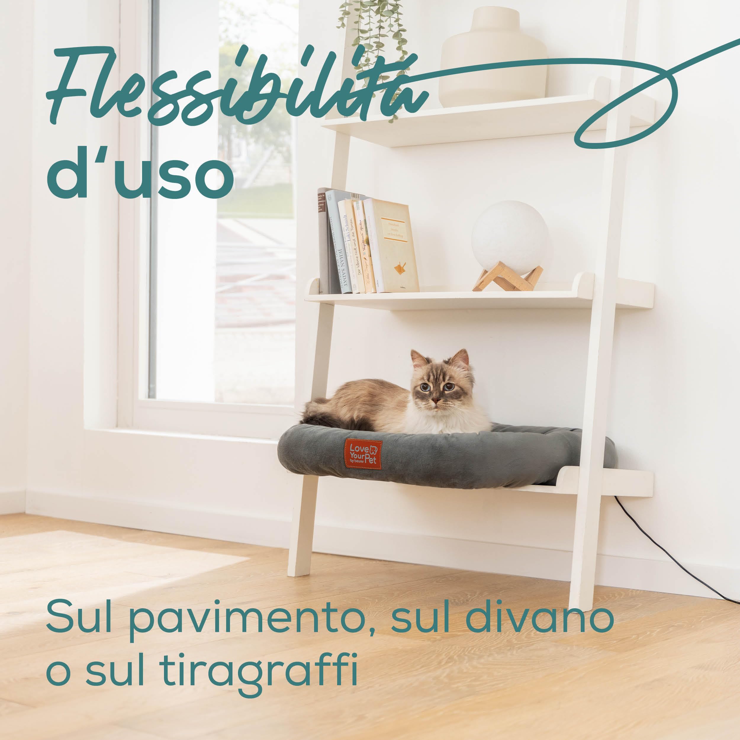 Beurer Love Your Pet Cuccia Termica "Kira" per Animali, Cuccia Riscaldante per Cani e Gatti con Timer e 2 Livelli di Calore, Sfoderabile, Lavabile, Impermeabile, Antigraffio e Sicura 58x50 cm