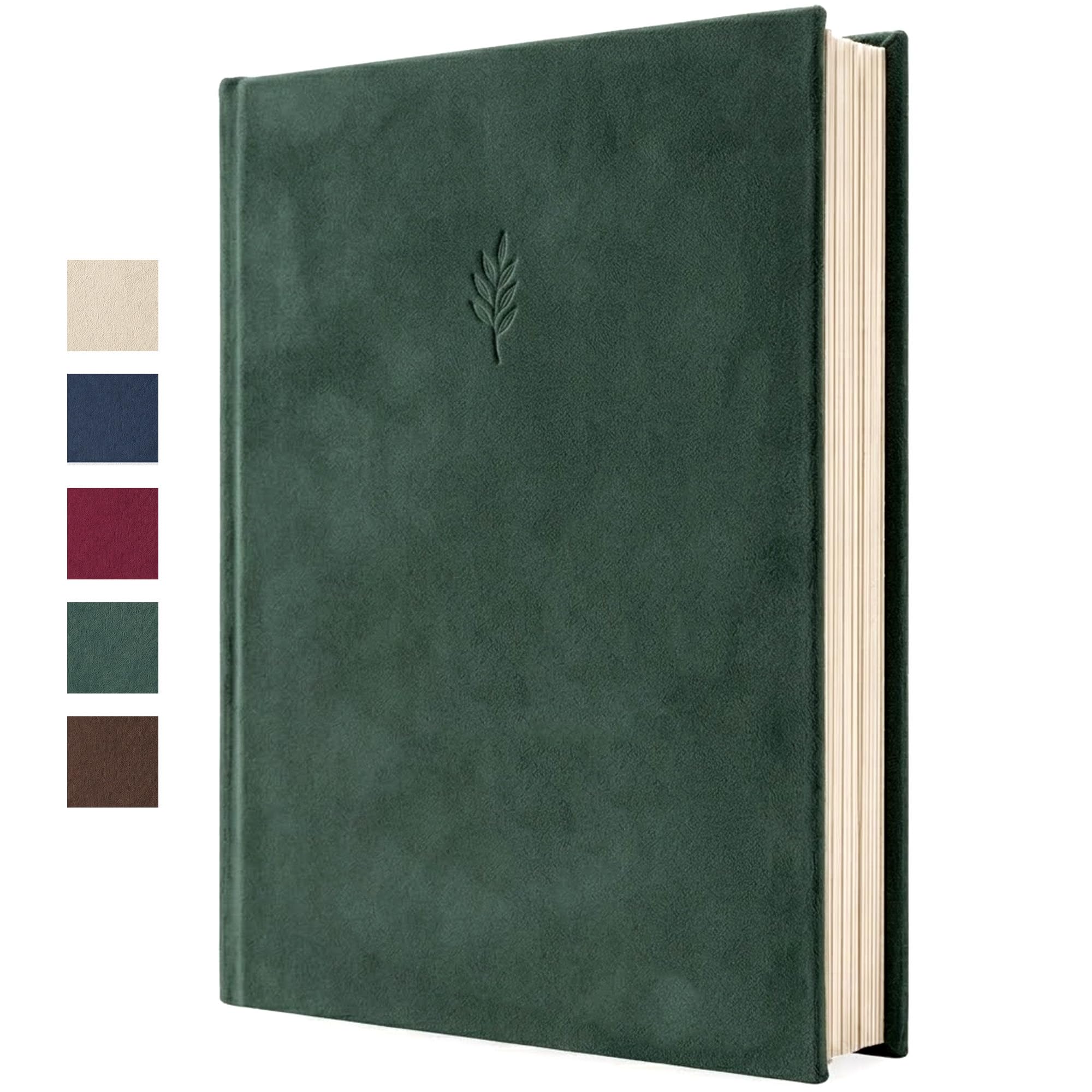 Large Photo Album Self Adhesive - 80 Pages Hold 240 6x4 Photos - Velvet Memory Book for Wedding, Family, Baby & Travel - Scrapbook with Sticky Pages, 24x33cm - Green