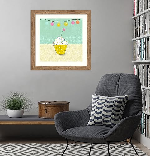 Miniatura 5 de Amanti Art Framed Wall Art Print 28x28 Retro Birthday IV by Chariklia Zarris, Still Life Wall Art, Whimsical Decor, Medium Poster Painting Artwork