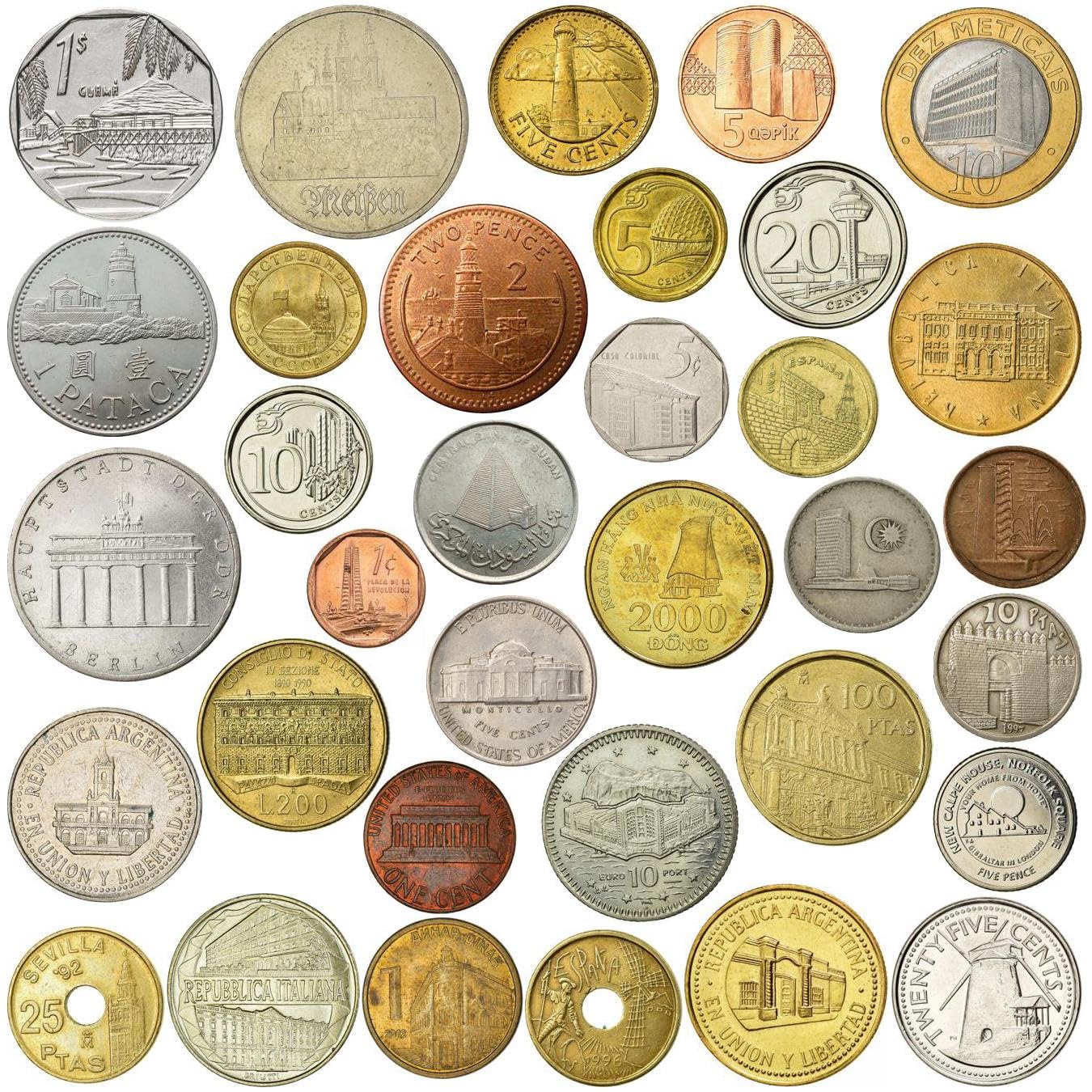 Historic Buildings Coin Collection, Lighthouses, Ports, Windmills, Skyscrapers, Airports, Houses, Gates, Monuments, Banks