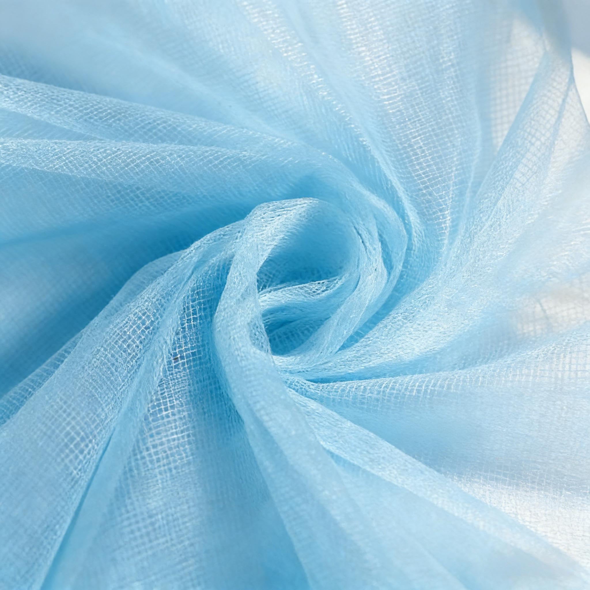 Premium Polyester Tulle Fabric, 5M x 1.6M Blue Sheer Mesh Netting for DIY Sewing Crafts Wedding Decor, Lightweight Decorative Material for Veils Costumes Party Backdrops (5m*1.6m+Light Blue)