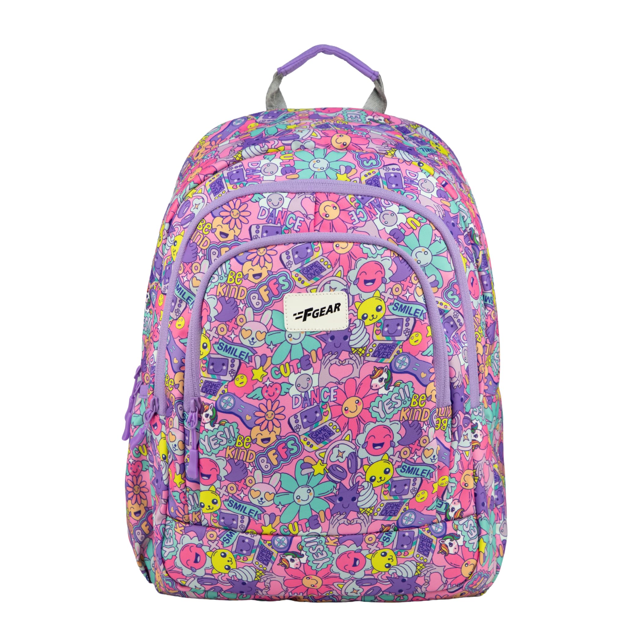 Cosmo Smile 23L Kids School Backpack|Cute Smile Print Design|3 Spacious Compartments & water bottle holder|Ergonomic Design, Lightweight & Comfortable|Perfect for School, Travel & Daily Use-image-24