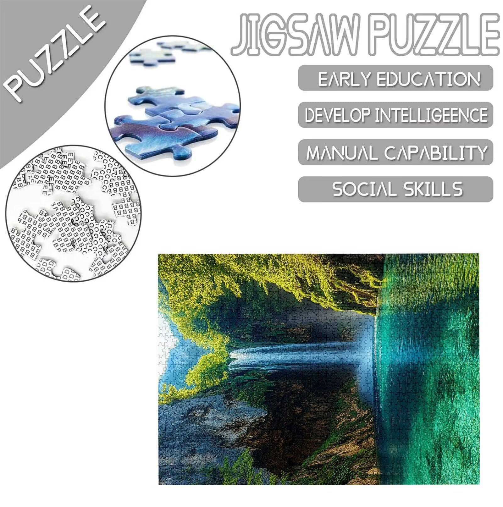 Natura Puzzle 1500 sztuk dla dorosłych, Puzzle Krajobraz Wzór Projekt, Jigsaw Dorosłych, 5D DIY Rzemiosło Rodzina Zajęcia z Pakowaniem Pudełka, Dekoracja ścienna do domu, Prezent 87x57cm, Model544