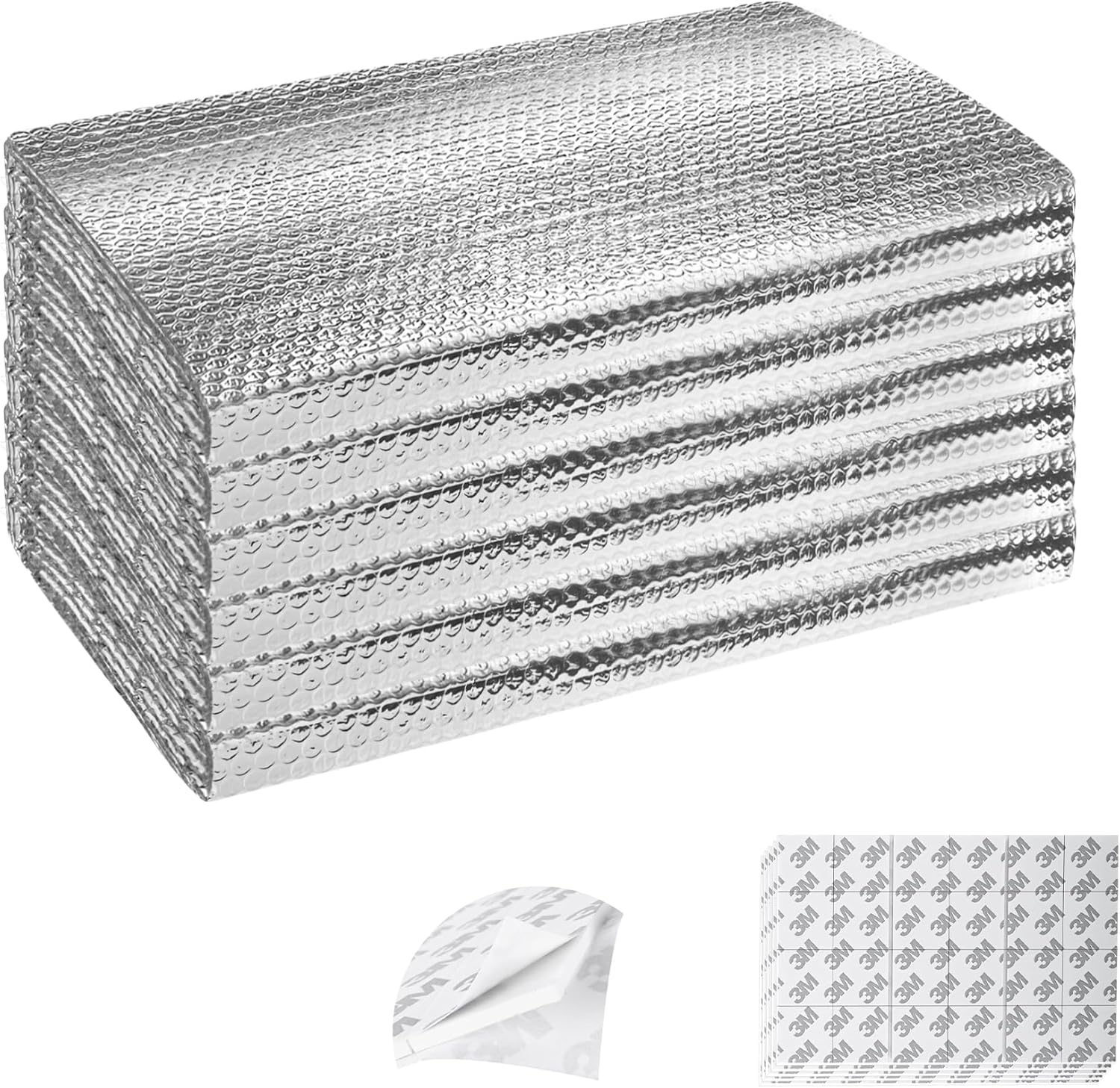 tolanbbt garage door insulation kit 6p double bubble window heat insulation panels, 6mm 24" x 48" reflective aluminum foil summer/winter barrier sheets with 120 adhesive tapes for garage attic wall 6 24 x 48 in