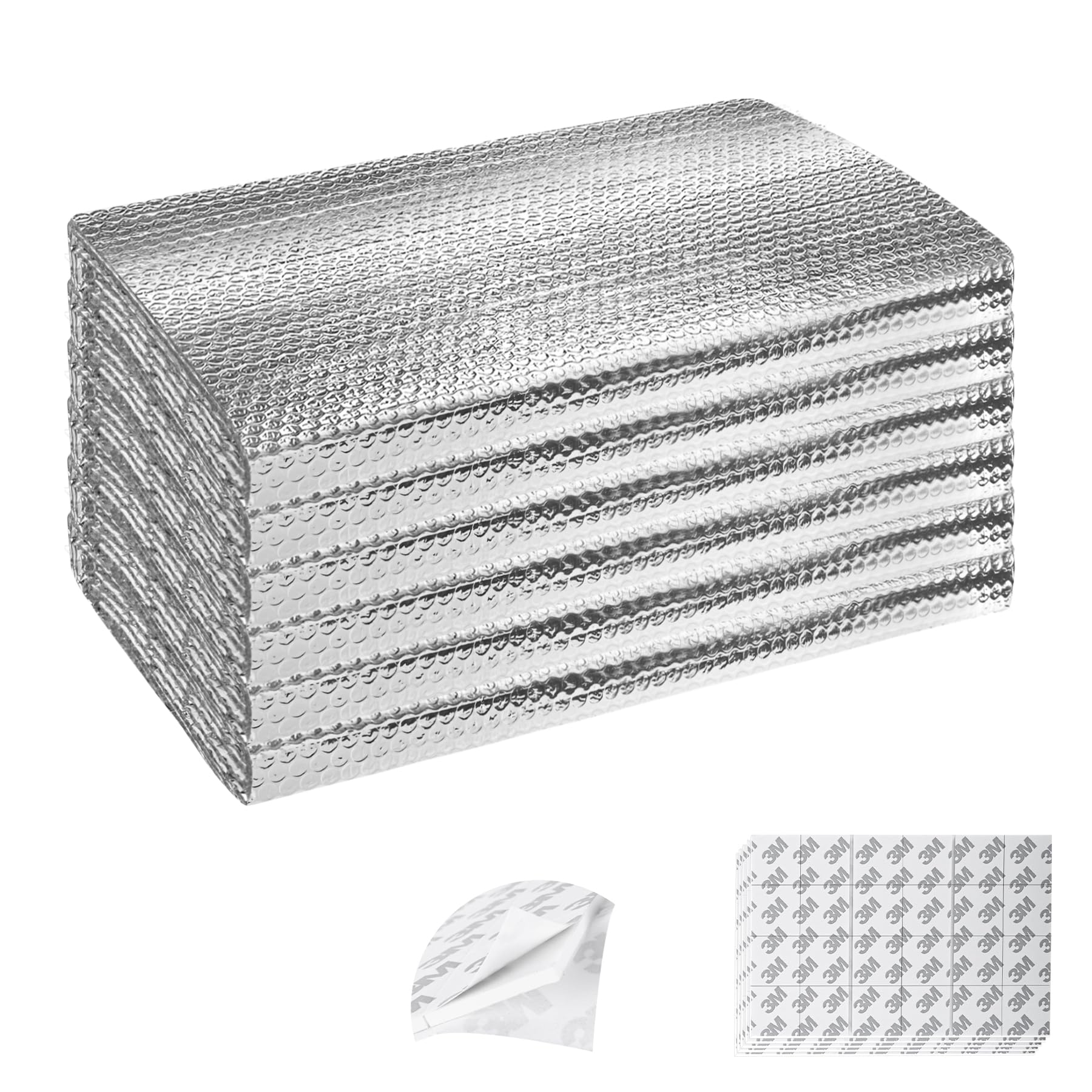Garage Door Insulation Kit 6P Double Bubble Window Heat Insulation Panels, 6MM 24" x 48" Reflective Aluminum Foil Summer/Winter Barrier Insulation Sheets with 120 Adhesive Tapes for Garage Attic Wall