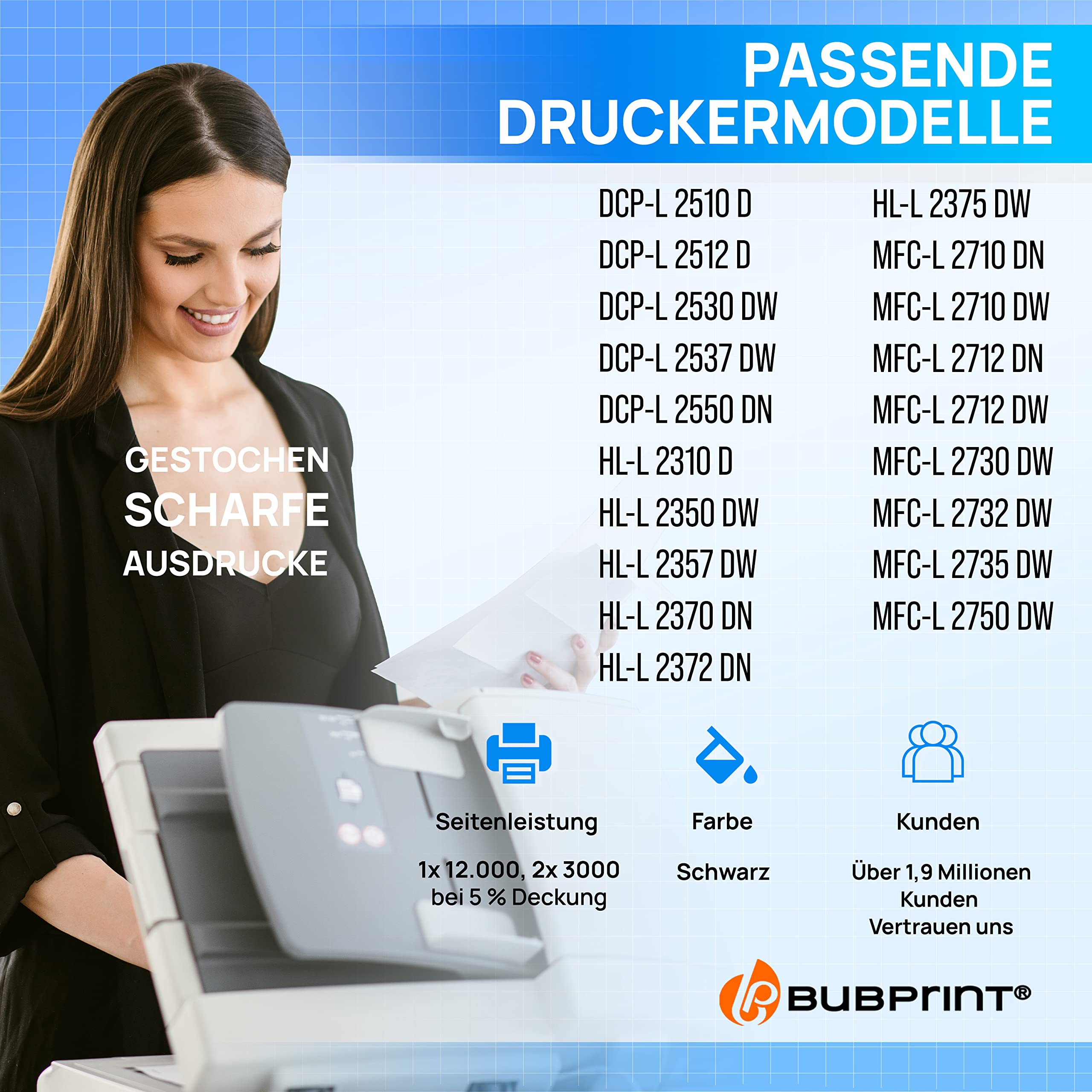 Bubprint XXL Toner und Trommel kompatibel mit Brother TN2420 DR2400 | Passend für MFC-L2710DW MFC-L2710DN MFC-L2750DW HL-L2310D HL-L2350DW HL-L2370DN HL-L2375DW DCP-L2510D DCP-L2530DW