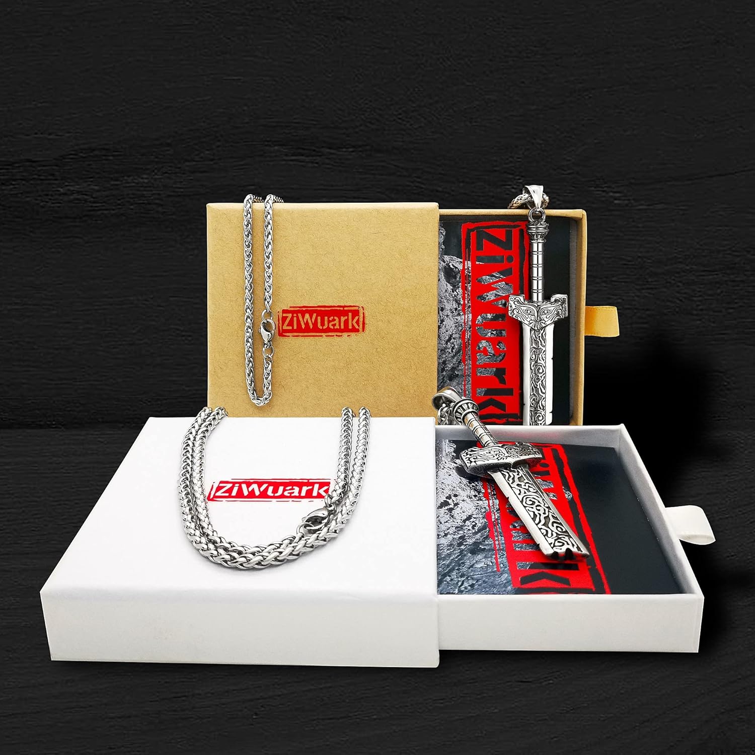 Men's Broken Sword Necklace Stainless Steel Dragon Knight Sword Pendant Jewelry for Men and Women with 24 Inches Chain - Image 6