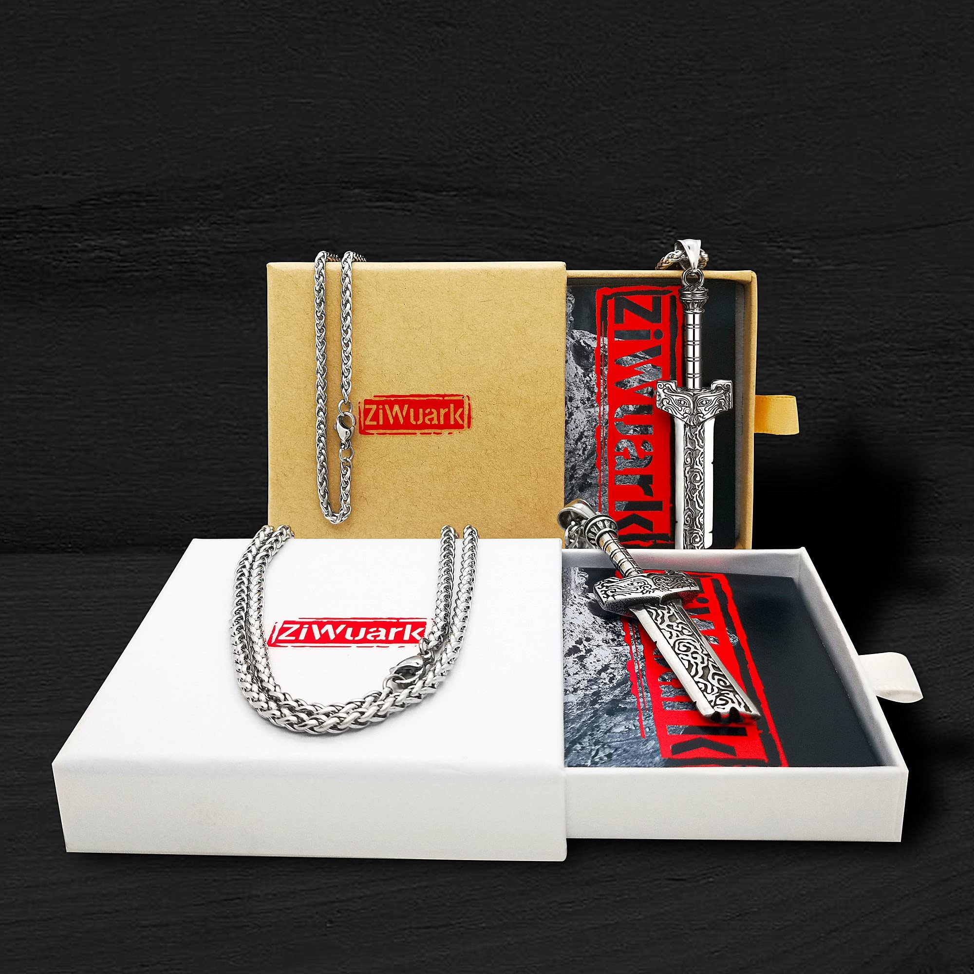 Collar de espada rota para hombre, de acero inoxidable, collar de espada de caballero para hombres y mujeres, diseño de nube de dragón, joyería con cadena de 24 pulgadas, Metal 6