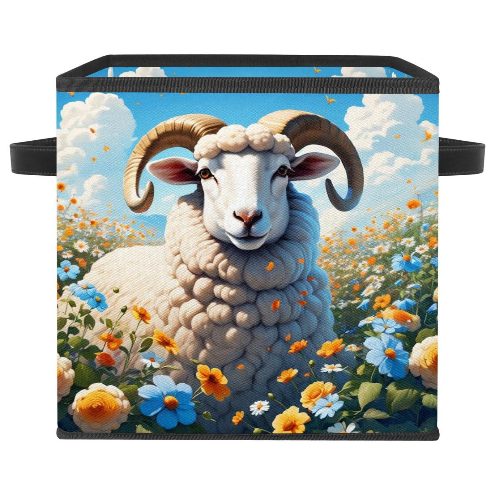 Boîte de rangement pliable pour chambre enfant design mouton mignon