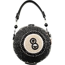 Mary Frances Rack Em Up Beaded Top Handle Bag Billiards-Inspired Evening Handbag with Magnetic Closure & Cell Phone Holder for Travel, Weddings, Parties Black