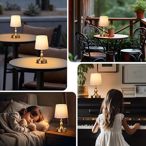 Miniatura 7 de PARTPHONER Mini lámpara de mesa LED inalámbrica, lámpara recargable de 5200 mAh, brillo de 3 niveles, lámpara de escritorio regulable táctil, luz