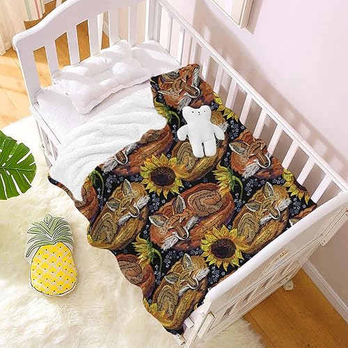Miniatura 9 de Manta de girasol de zorro para mujer, suave manta de franela de felpa floral de girasol de zorro para niños y adolescentes, manta acogedora y