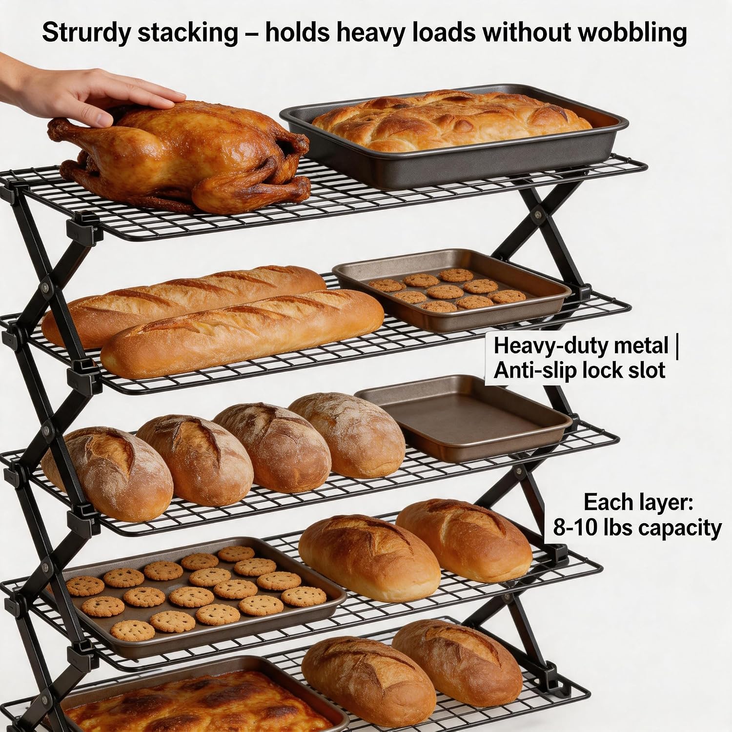 5-Tier Stackable Baking and Cooling Rack for Cookies and Bread