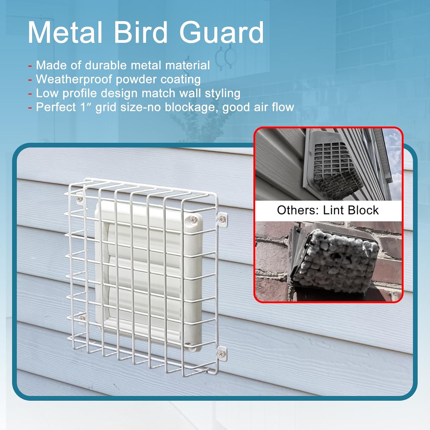 Dryer Vent Kit 4 Inch with Metal Bird Guard, Wall Sleeve & Wall Plate, Hose Connector Wall Venting Kit for Cloth Dryer AC Ventilation Exhaust Fan Ceiling Fan, Low Profile, White