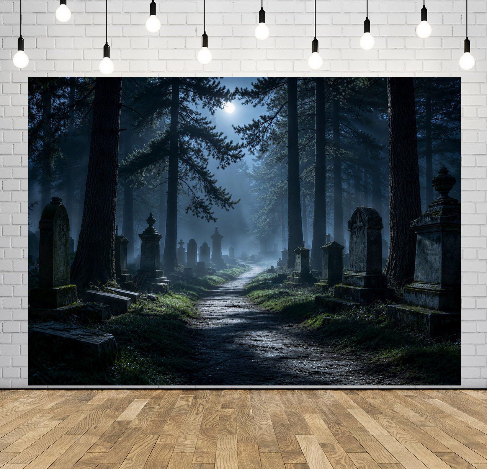 17x10FT (5.2x3m) Sentiero Cimitero Nel Bosco Sfondo Fotografico