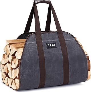 INNO STAGE Canvas Wood Carriers Log Tote Bag,40"X19" Firewood Holder,Fireplace Wood Stove Accessories