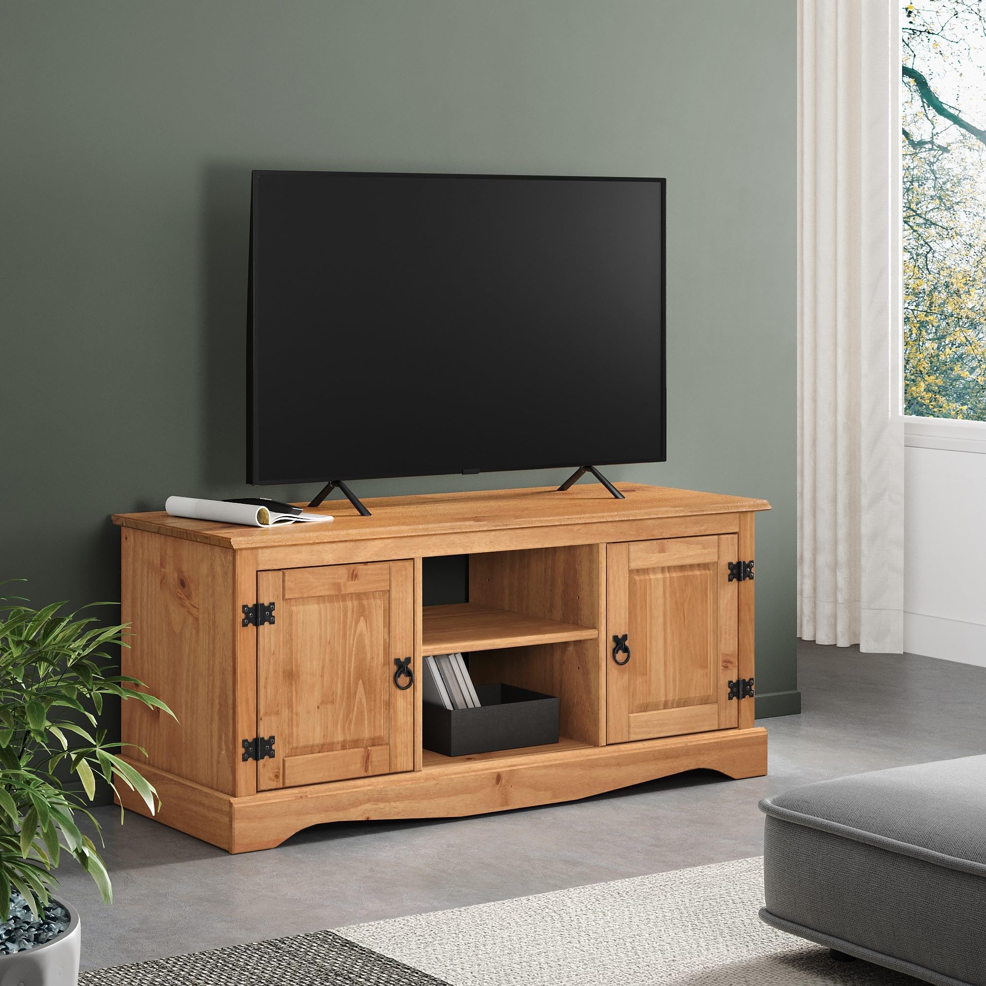 Mercers Furniture Trade Corona 2 Door Media TV Unit Light Fiesta Wax