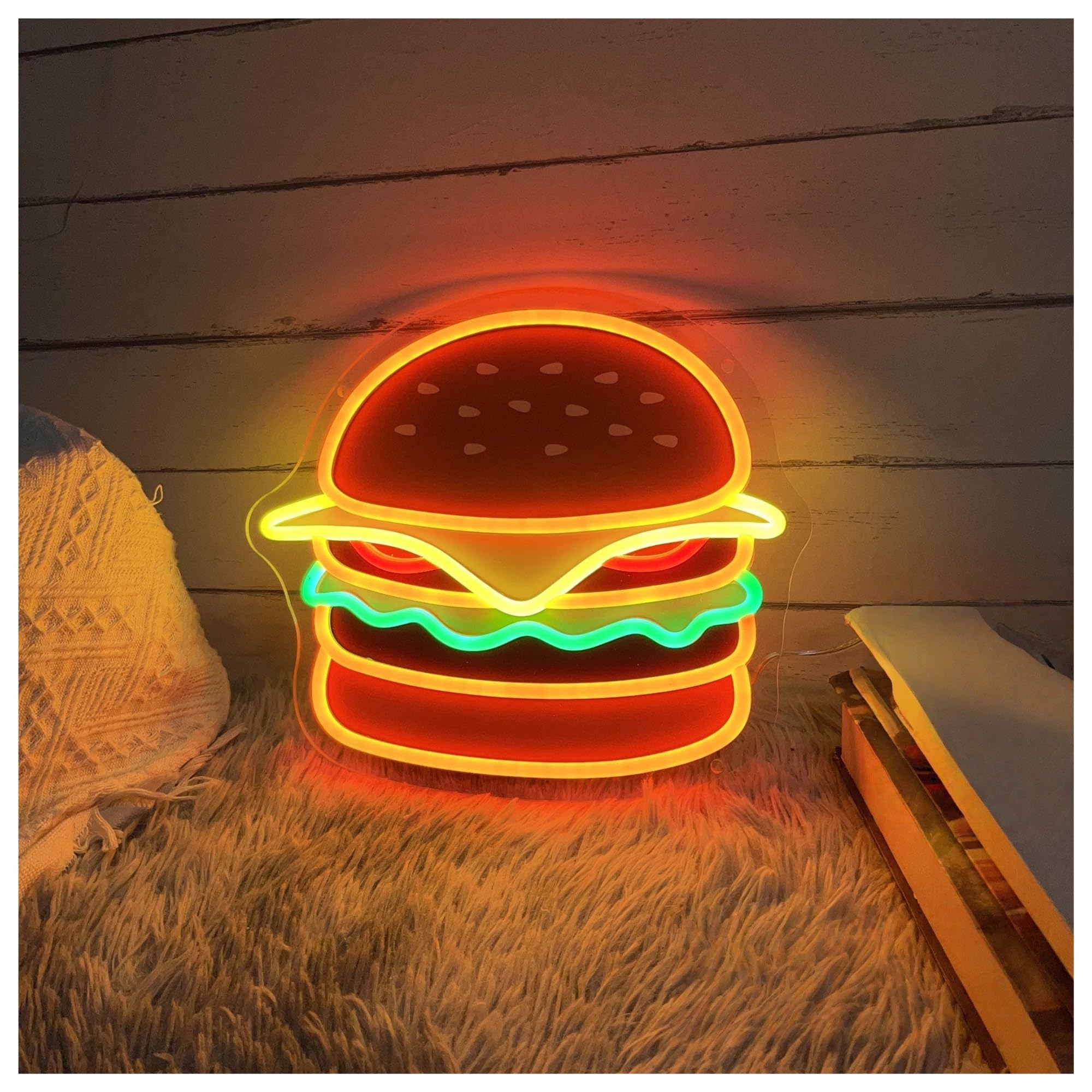 Insegna al Neon Insegna Al Neon A Per Hamburger, Luce A Con Stampa UV Per, Decorazione Da Parete Per Cucina Di Casa 30cmx35cm