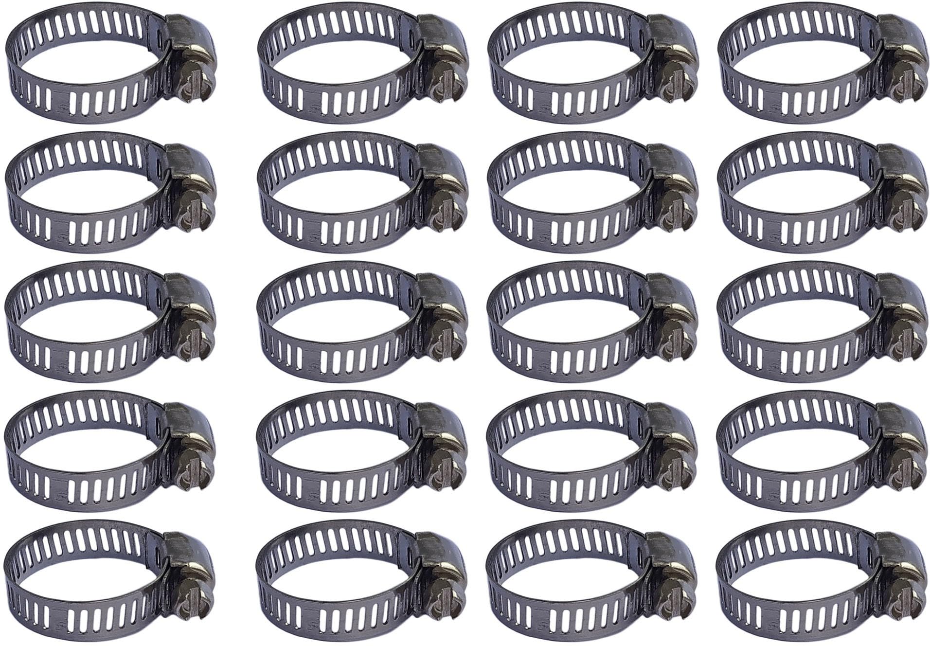 ESEKSAFAR 20pcs Easy Adjustable S S Hose Clamp 1"inch Size adjust (16-25)mm